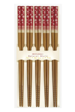 Đũa tre Nhật Bản 22.5cm - đỏ (5 đôi)