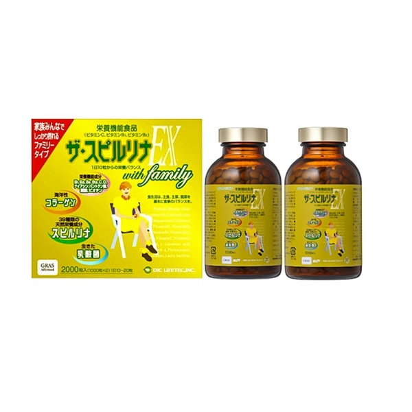 Viên uống tảo vàng Spirulina EX cao cấp set 2 lọ x 2000 viên (mẫu 2022)