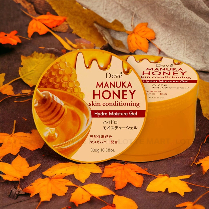 Gel dưỡng da Kumano Yushi Deve 5 in 1 cấp ẩm, giúp da mềm mịn hộp 300g (3 loại) (Manuka Honey)