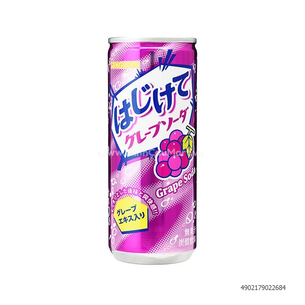 Nước soda Sangaria Hajikete lon 350g - vị nho (mới)